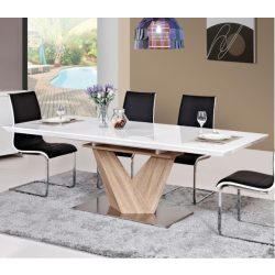   Rozkladací jedálenský stôl Alaras 160 – 220 cm Biela / Dub sonoma