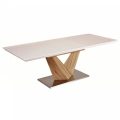   Rozkladací jedálenský stôl Alaras 140 – 200 cm Biela / Dub sonoma