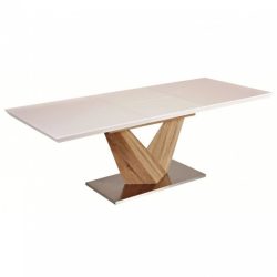   Rozkladací jedálenský stôl Alaras 140 – 200 cm Biela / Dub sonoma