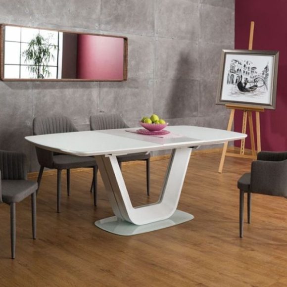 Rozkladací jedálenský stôl Armani 160 – 220 cm / Biela