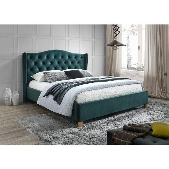 Posteľný rám Agapito 160 cm Zamat / Tmavozelený
