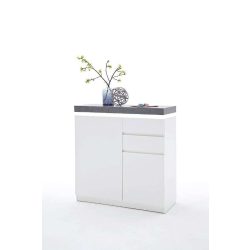   Komoda s policami a zásuvkami Aston 91 x 97 x 38 cm / Matná Biela / s LED osvetlením