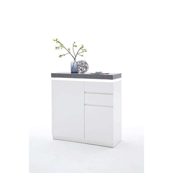 Komoda s policami a zásuvkami Aston 91 x 97 x 38 cm / Matná Biela / s LED osvetlením