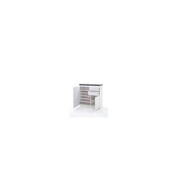 Komoda s policami a zásuvkami Aston 91 x 97 x 38 cm / Matná Biela / s LED osvetlením