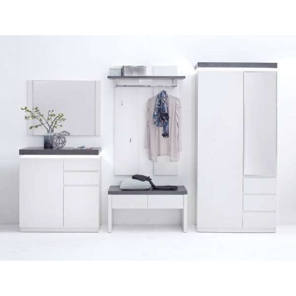 Komoda s policami a zásuvkami Aston 91 x 97 x 38 cm / Matná Biela / s LED osvetlením