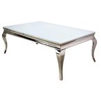 Konferenčný stolík Grazia 130 cm / Biela / Strieborná