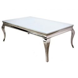 Konferenčný stolík Grazia 130 cm / Biela / Strieborná
