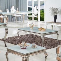 Konferenčný stolík Grazia 130 cm / Biela / Strieborná