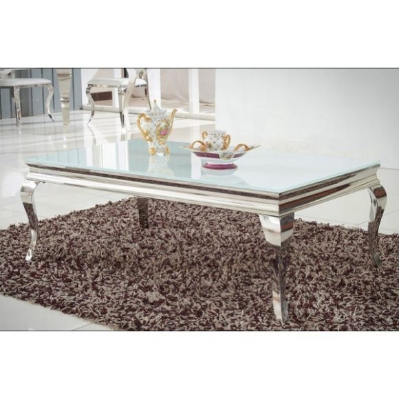 Konferenčný stolík Grazia 130 cm / Biela / Strieborná