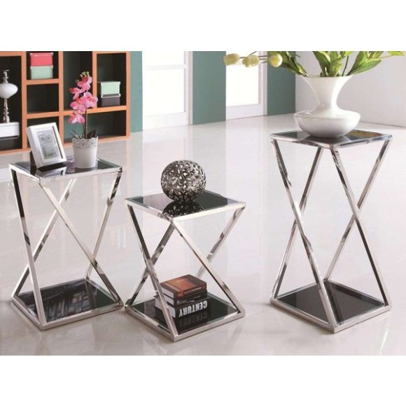 Odkladací stolík – stojan na kvety Glorry 40 x 85 cm / Čierna / Strieborná