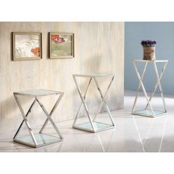   Odkladací stolík – stojan na kvety Glorry 40 x 55 cm / Biela / Strieborná