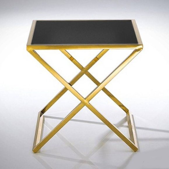 Odkladací stolík Plaza 50 cm Čierna / Strieborná