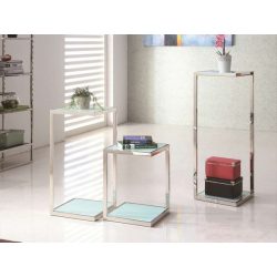   Odkladací stolík – stojan na kvety Glorio 38 x 82 cm / Biela / Strieborná