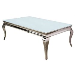 Konferenčný stolík Lazzia 130 cm / Biela / Strieborná