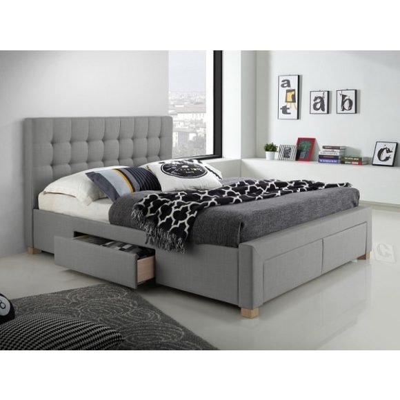 Posteľný rám so zásuvkami Linear Sivý 160 cm