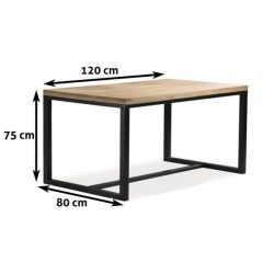 Stôl z dubového dreva Loras A 120 cm / Čierna