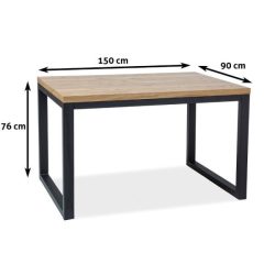Stôl z dubového dreva Loras II 150 cm / Čierna