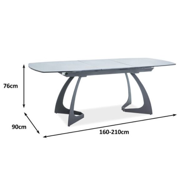 Rozkladací jedálenský stôl Martinez 160 – 210 cm / Keramická doska / Sivá – Čierna
