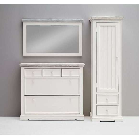 Skrinka na topánky Odell 80 x 110 x 30 cm / Borovica / Biela