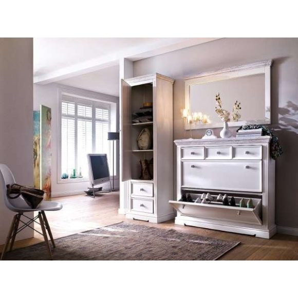 Skrinka na topánky Odell 80 x 110 x 30 cm / Borovica / Biela
