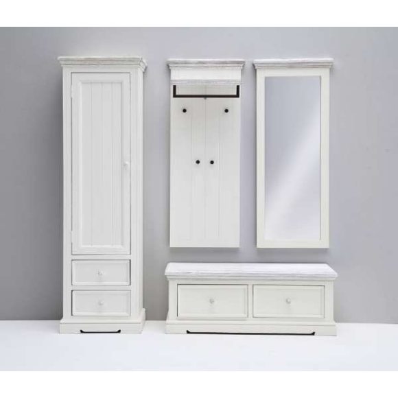 Vešiakový panel Odell 124 x 40 x 30 cm / Borovica / Biela