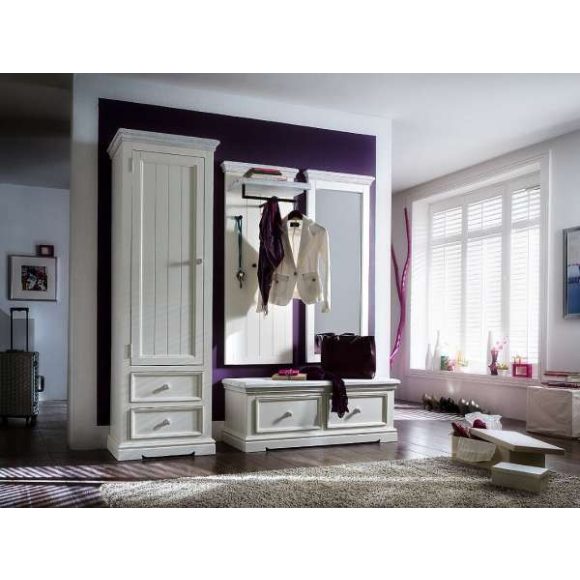 Otvorená komoda Odell 120 x 80 x 40 cm / Borovica / Biela