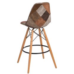 Barová stolička P016W / Hnedý patchwork