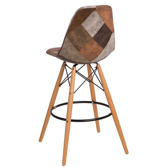 Barová stolička P016W / Hnedý patchwork