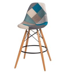 Barová stolička P016W / Modrý patchwork