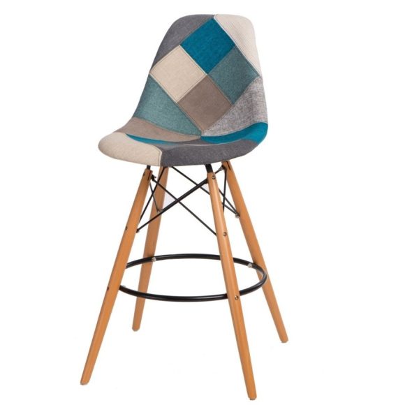 Barová stolička P016W / Modrý patchwork