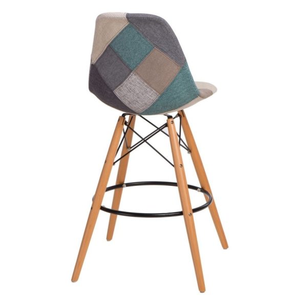 Barová stolička P016W / Modrý patchwork