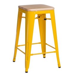 Barová stolička Paris Wood 65 cm Žltá / Tmavý orech