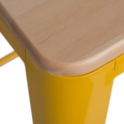 Barová stolička Paris Wood 65 cm Žltá / Tmavý orech