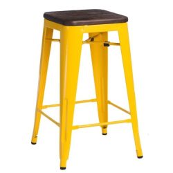 Barová stolička Paris Wood 65 cm Žltá / Tmavá borovica
