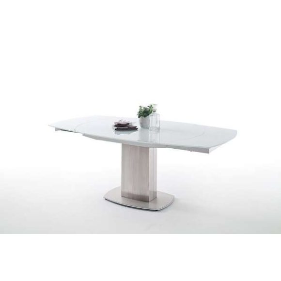 Rozkladací sklenený jedálenský stôl Zelder 130 – 190 cm Biela
