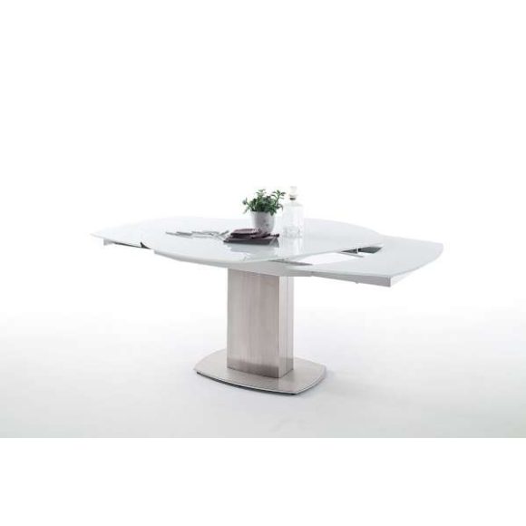 Rozkladací sklenený jedálenský stôl Zelder 130 – 190 cm Biela