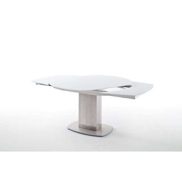 Rozkladací sklenený jedálenský stôl Zelder 130 – 190 cm Biela